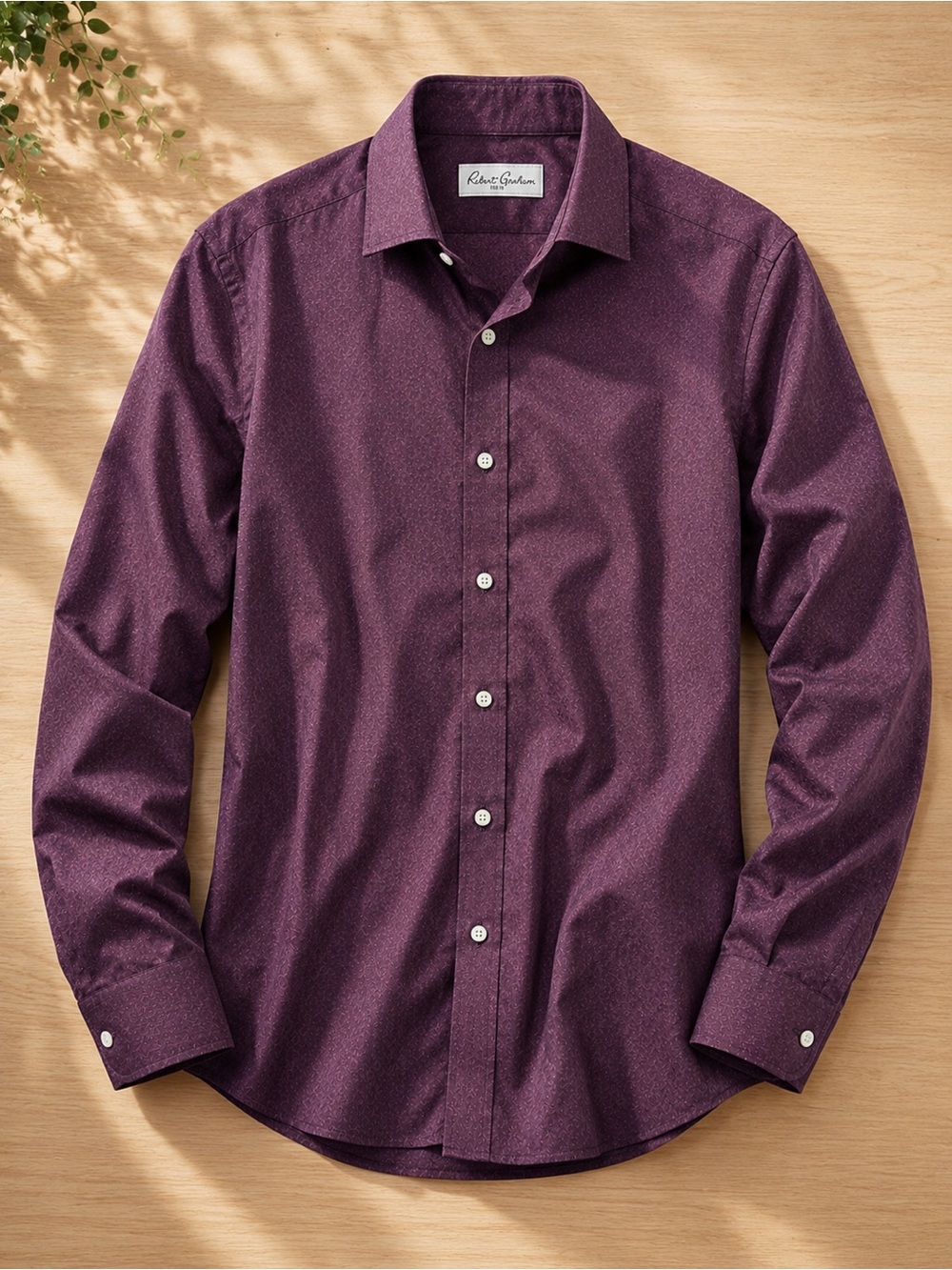 Robert Graham Men's Plum Textured Button-Up Dress Shirt
